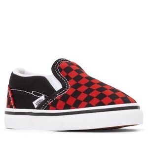 Vans Kids Red and Black Checkered Sneakers